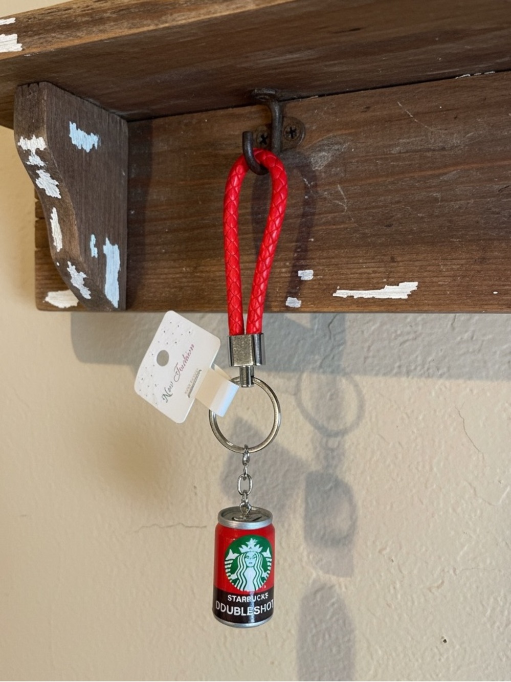 Starbucks Red Braided Loop Doubleshot Wristlet Keychain